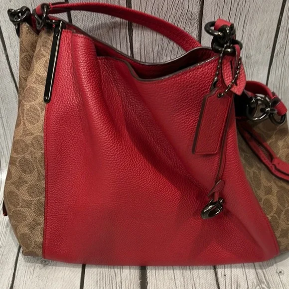 Coach Red and Brown Hobo Bag and wallet set - Picture 9 of 17